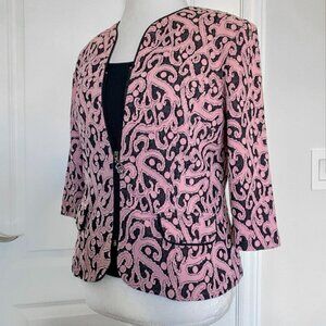 Nueva - Pink and Black Embroidered Zip Blazer